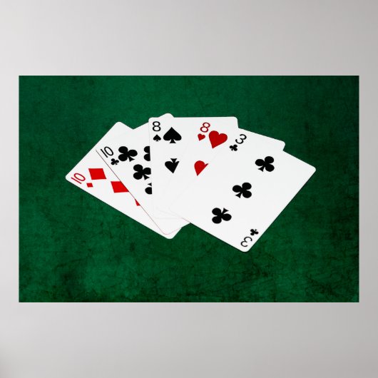Poster Mains de poker - Deux paires - dix, huit (Devant)