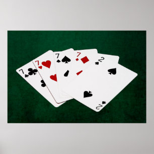 Poster Mains de poker - Quatre d'une sorte - Sept et deux