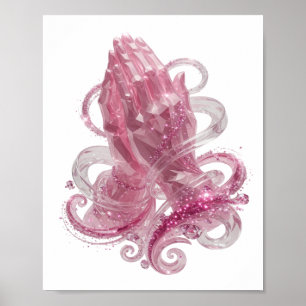 Poster Mains de prière roses élégantes