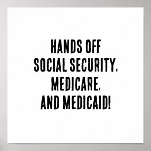 Poster Mains de sécurité sociale, Medicare et Medicaid !