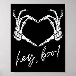 Poster Mains de squelette cœur Hé Boo Drôle d'Halloween H