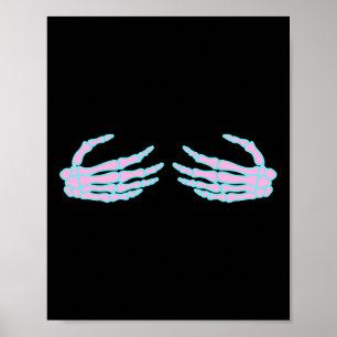 Poster Mains de squelette sur les seins de S