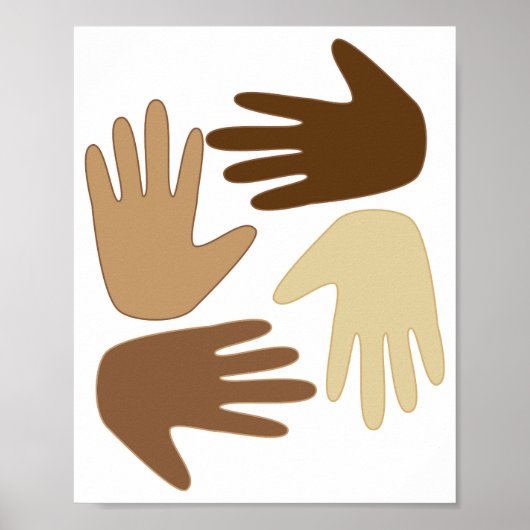 Poster Mains d'ethnies différentes (Devant)