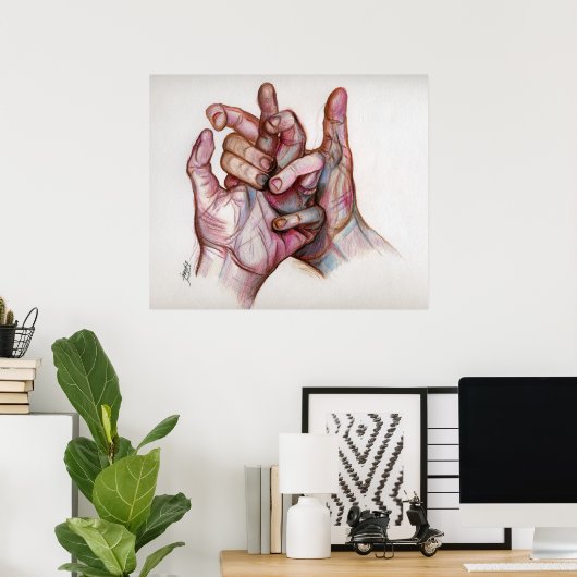 Poster mains entremêlées (Bureau à domicile)