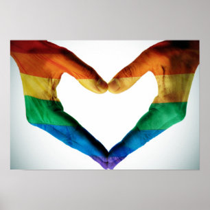 Poster Mains peintes comme coeur d'arc-en-ciel