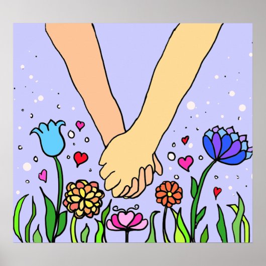 Poster Mains romantiques - datation / cadeau anniversaire (Devant)