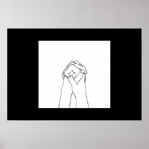 Poster Mains se tenantes noires et blanches d'affiche