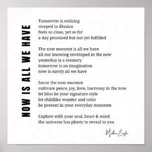 Poster Maintenant, est-ce que nous avons Be Present Poem 