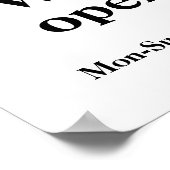 Poster Maintenant Ouvert | Heures d'Ouverture de Logo d'E (Coin)