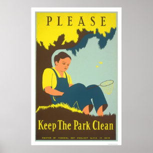 Poster Maintenez le parc propre WPA 1938