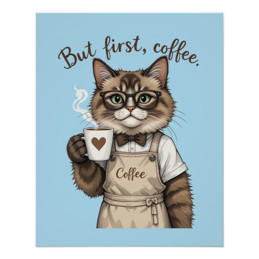 Poster Mais d'abord, chat café (Devant)