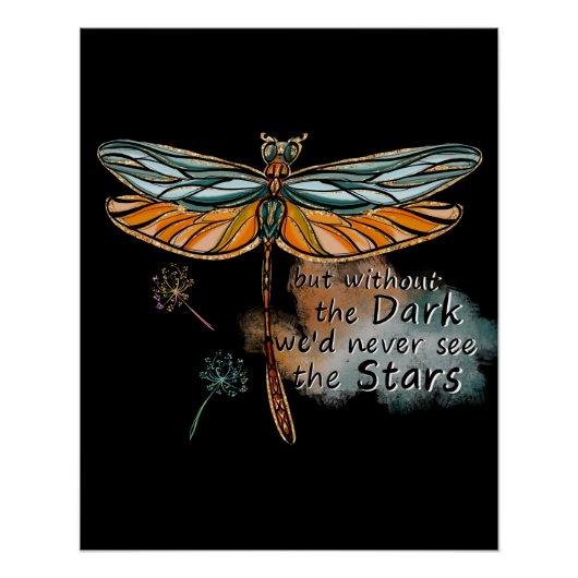 Poster Mais Sans Citation Sombre Fancy Script Dragonfly (Devant)