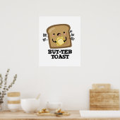 Poster Mais ter Toast Funny Pun de pain Pun Dark BG (Cuisine)
