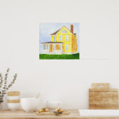 Poster Maison à aquarelle jaune (Cuisine)