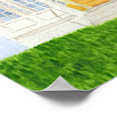 Poster Maison à aquarelle jaune (Coin)