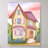 Poster Maison à l'aquarelle | Joliment Peint (Devant)