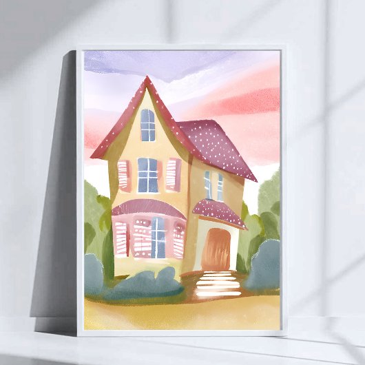 Poster Maison à l'aquarelle | Joliment Peint