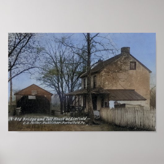 Poster Maison à péage Pont couvert Linfield PA (Devant)