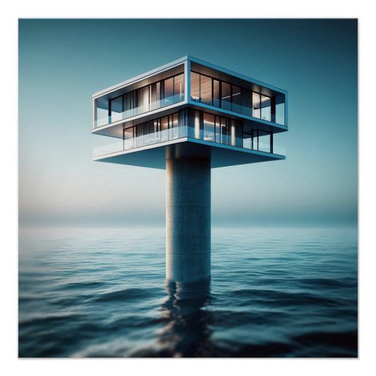 Poster Maison à pôle d'eau de mer (Devant)