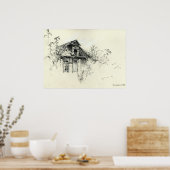 Poster Maison ancienne en bois en Russie Imprimer (Cuisine)