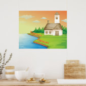 Poster Maison Au Bord De La Rivière (Cuisine)