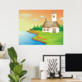 Poster Maison Au Bord De La Rivière (Bureau à domicile)