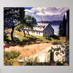 Poster Maison Au Bord Du Lac - Imprimer