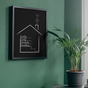 Poster Maison avec les noms de famille personnalisée