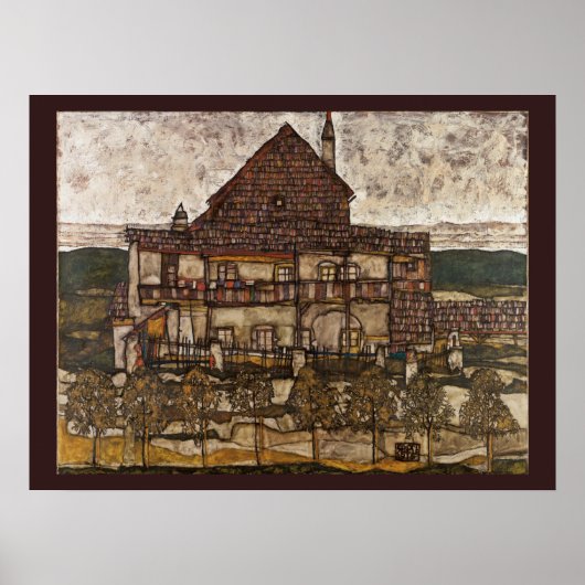 Poster Maison avec un toit de bardeaux par Egon Schiele (Devant)