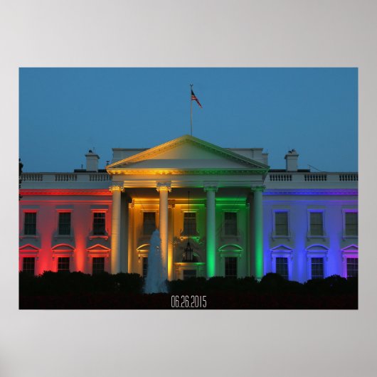 Poster Maison Blanche aux couleurs de la fierté, droits m (Devant)