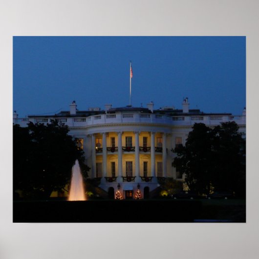 Poster Maison Blanche de Noël à la nuit à Washington DC (Devant)