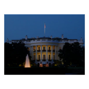 Poster Maison Blanche de Noël la nuit à Washington DC