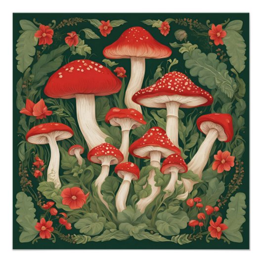 Poster Maison Champignon Cottagecore (Devant)