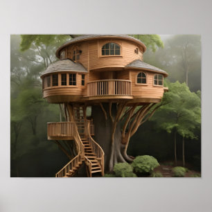 Poster Maison d'arbre ronde