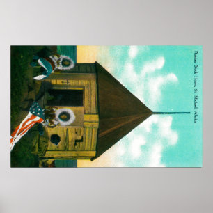 Poster Maison de bloc russe à St. Michael, Alaska