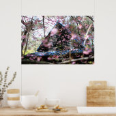 Poster Maison de bois à fleurs roses (Cuisine)