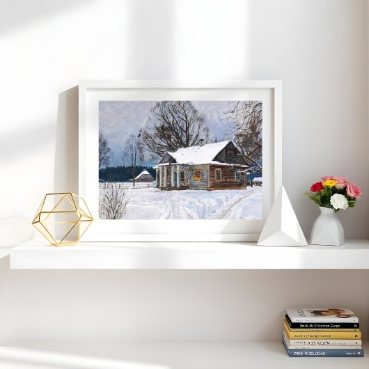 Poster Maison de campagne à Dusk en hiver