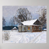 Poster Maison de campagne à Dusk en hiver (Devant)