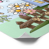 Poster Maison de Campagne et Clôture en Bois Art Folk Mig (Coin)