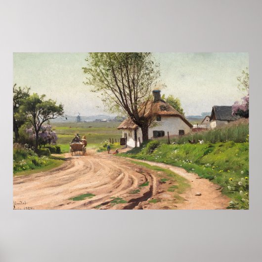 Poster Maison de Campagne Rustique d'Été Art Route (Devant)