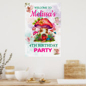 Poster Maison de champignons de la Forêt Magique avec Fée (Cuisine)