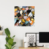 Poster Maison de chat - Cuddling Colorful Cats Hugs - Pei (Bureau à domicile)