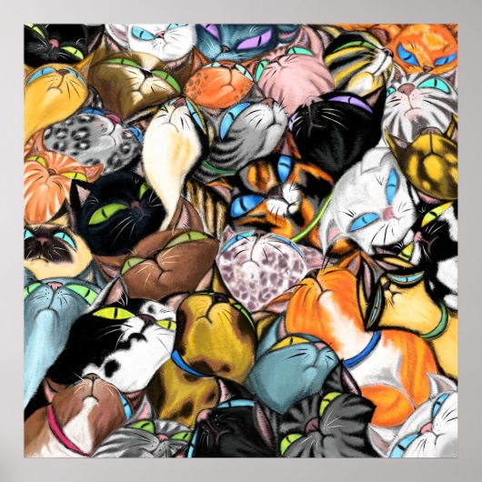 Poster Maison de chat - Cuddling Colorful Cats Hugs - Pei (Devant)