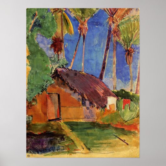 Poster 'Maison de chaume sous les paumes' - Paul Gauguin  (Devant)