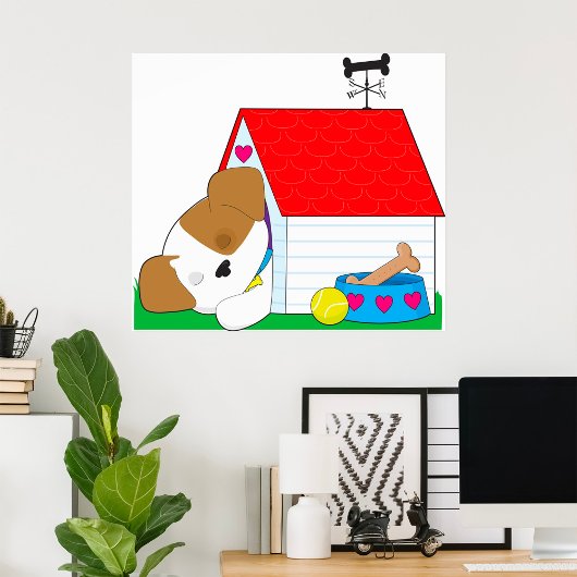 Poster Maison de chien de chiot endormi Chien de compagni