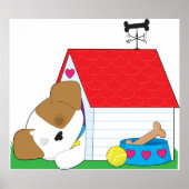 Poster Maison de chien de chiot endormi Chien de compagni (Devant)