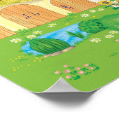 Poster maison de dessin de conte de fées avec toit rouge (Coin)