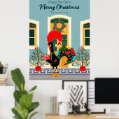 Poster Maison de Noël portugaise avec Rooster Salutations (Bureau à domicile)