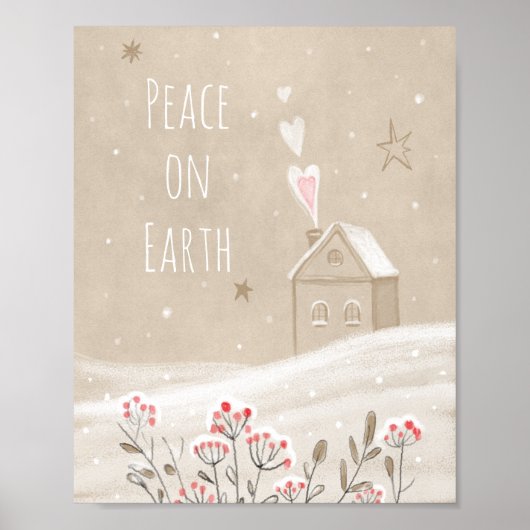Poster Maison de Noël rustique en neige (Devant)