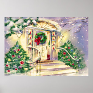 Poster Maison de Noël Vintage